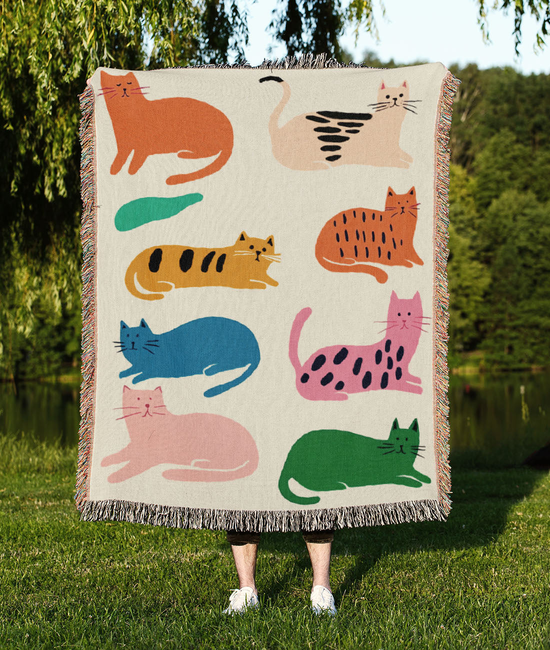 Colorful Cats Woven Blanket