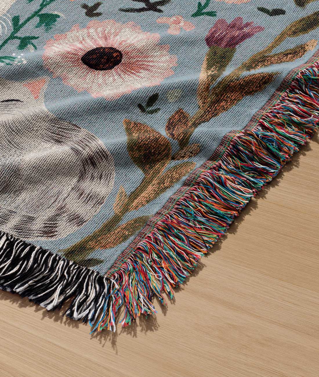 Whiskers & Wildflowers Woven Blanket