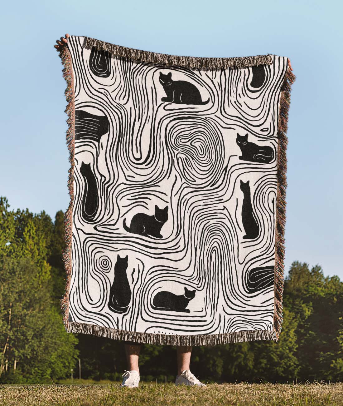 Meow Maze Woven Blanket